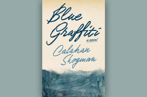 Book cover for Blue Graffiti by Calahan Skogman set against a light greyish blue background.