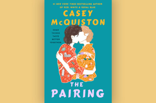 Book cover for The Pairing by Casey McQuiston set against a pale yellow background.