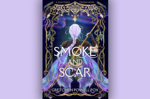 Book cover for Smoke and Scar by Gretchen Powell Fox set against a lilac background.