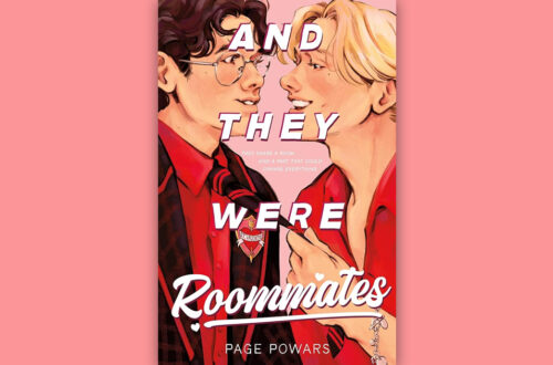 Book cover for And They Were Roommates by Page Powars set against a pink background.