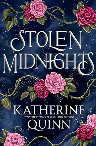 Book cover for Stolen Midnights by Katherine Quinn set against a pink background.